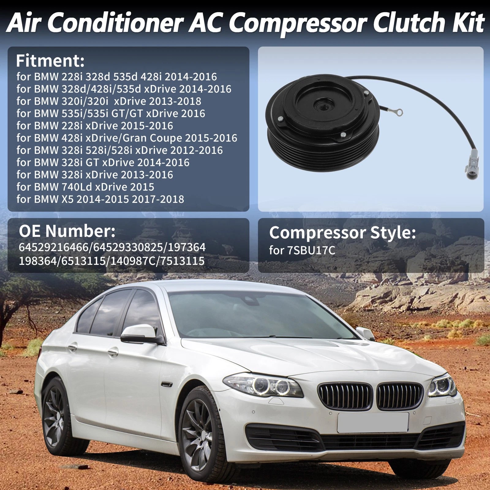 AC Compressor Clutch Kit for BMW 228i 320i 328d 328i 428i (2012–2019)