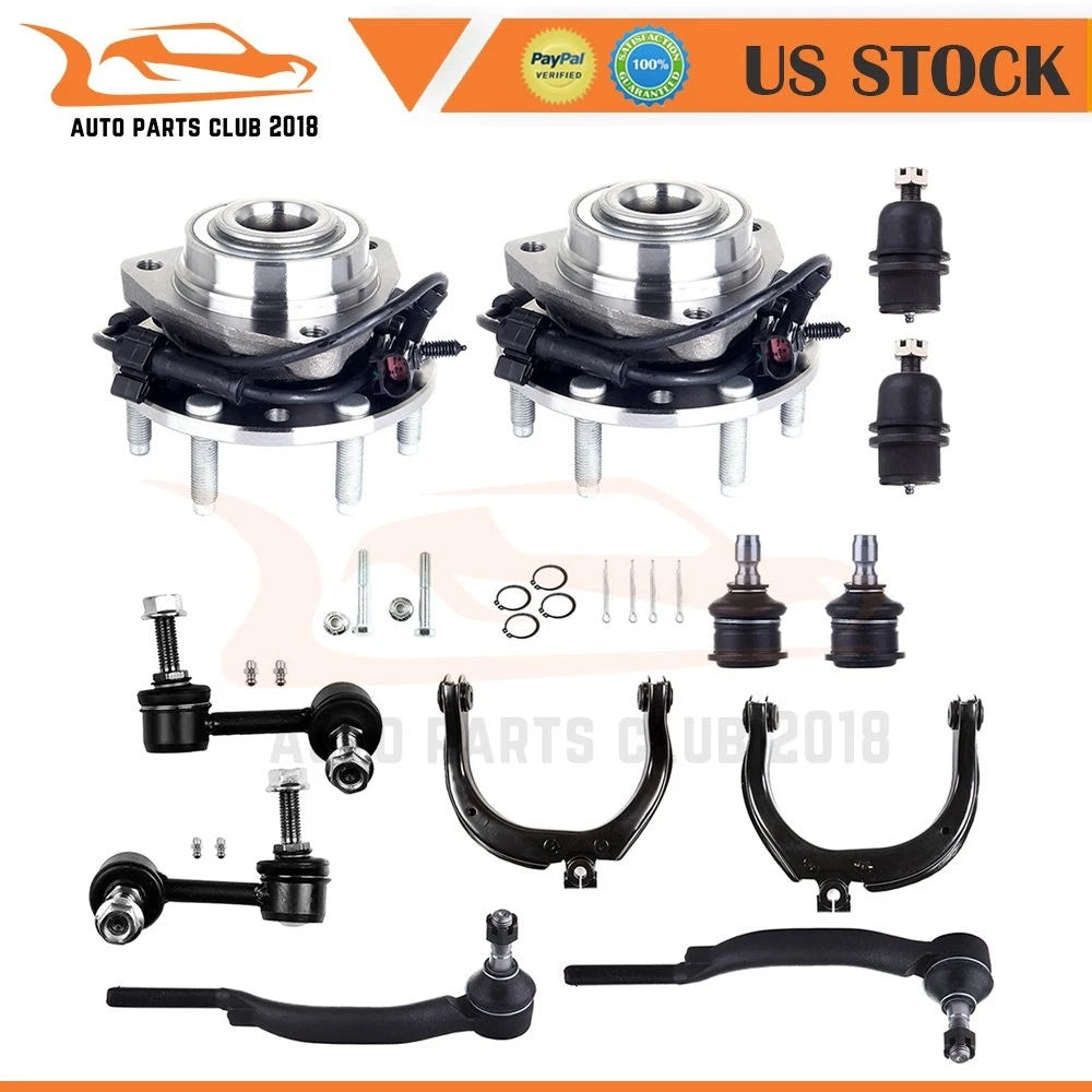 Set of 12 Front Control Arm Tie Rod End Wheel Hub Bearing for GMC Envoy (2002–2003)