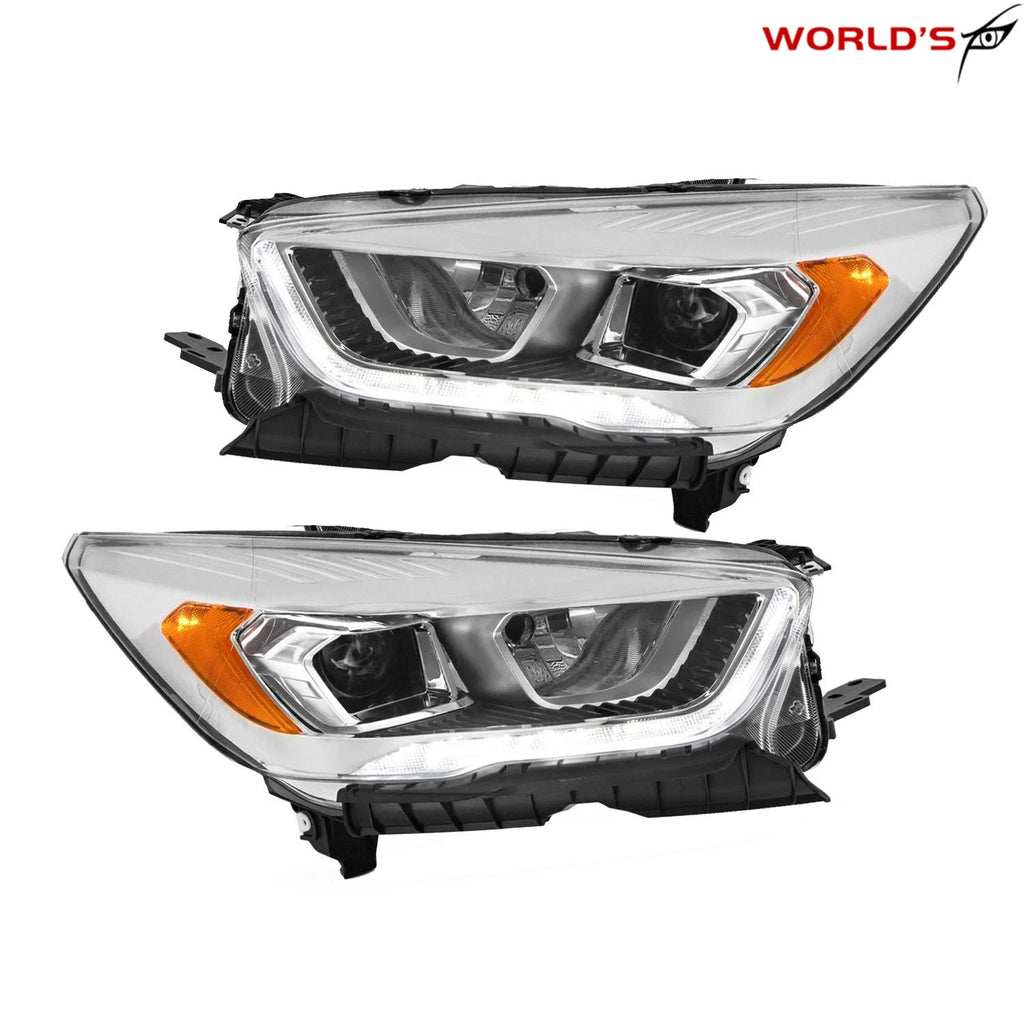 Halogen Headlights for Ford Escape (2017–2019) Chrome with LED DRL Left & Right
