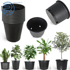 Set of 10 Gallon Black Plastic Plant Flower Pots for Nursery