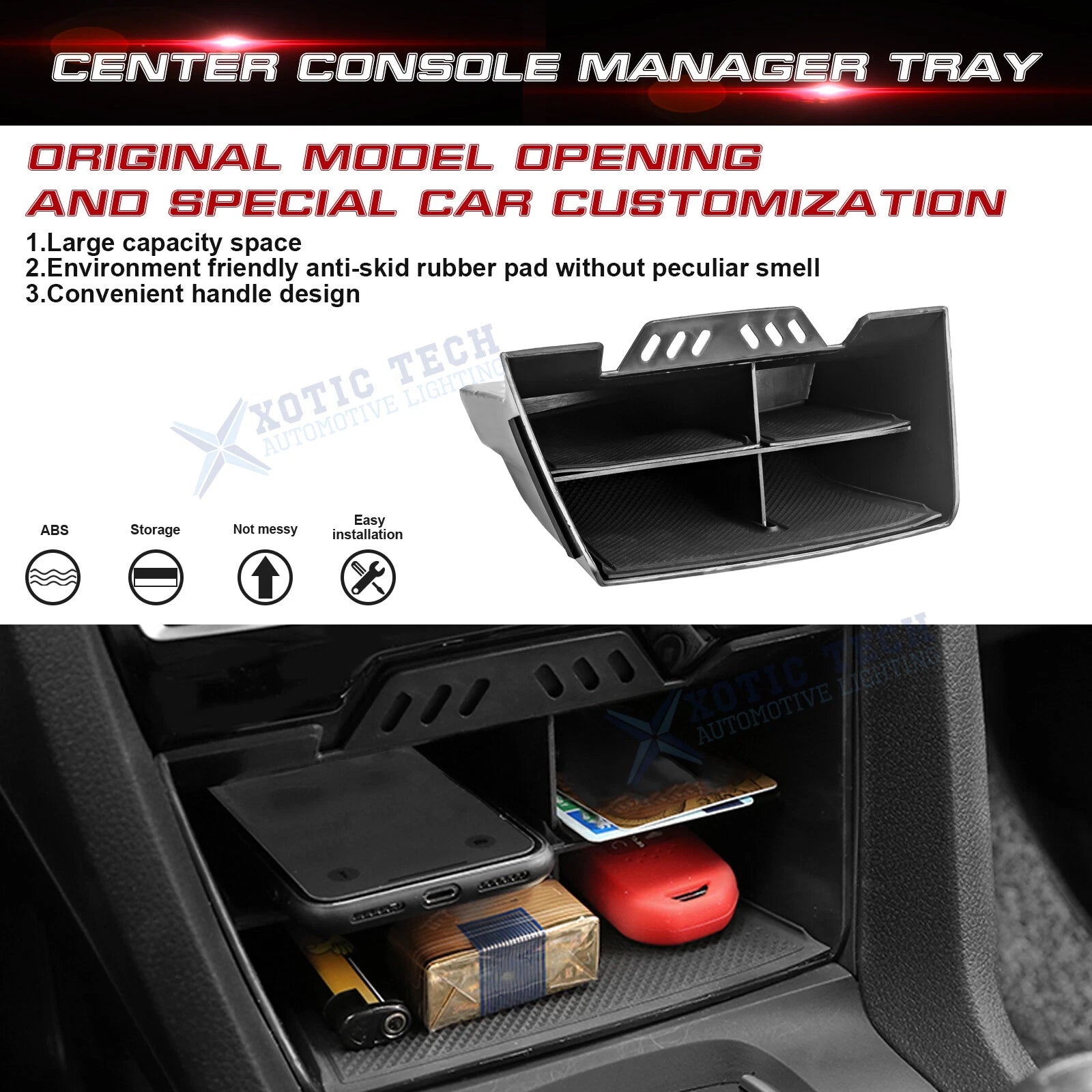 ABS Center Console Storage Organizer for Honda Civic (2016-2021)