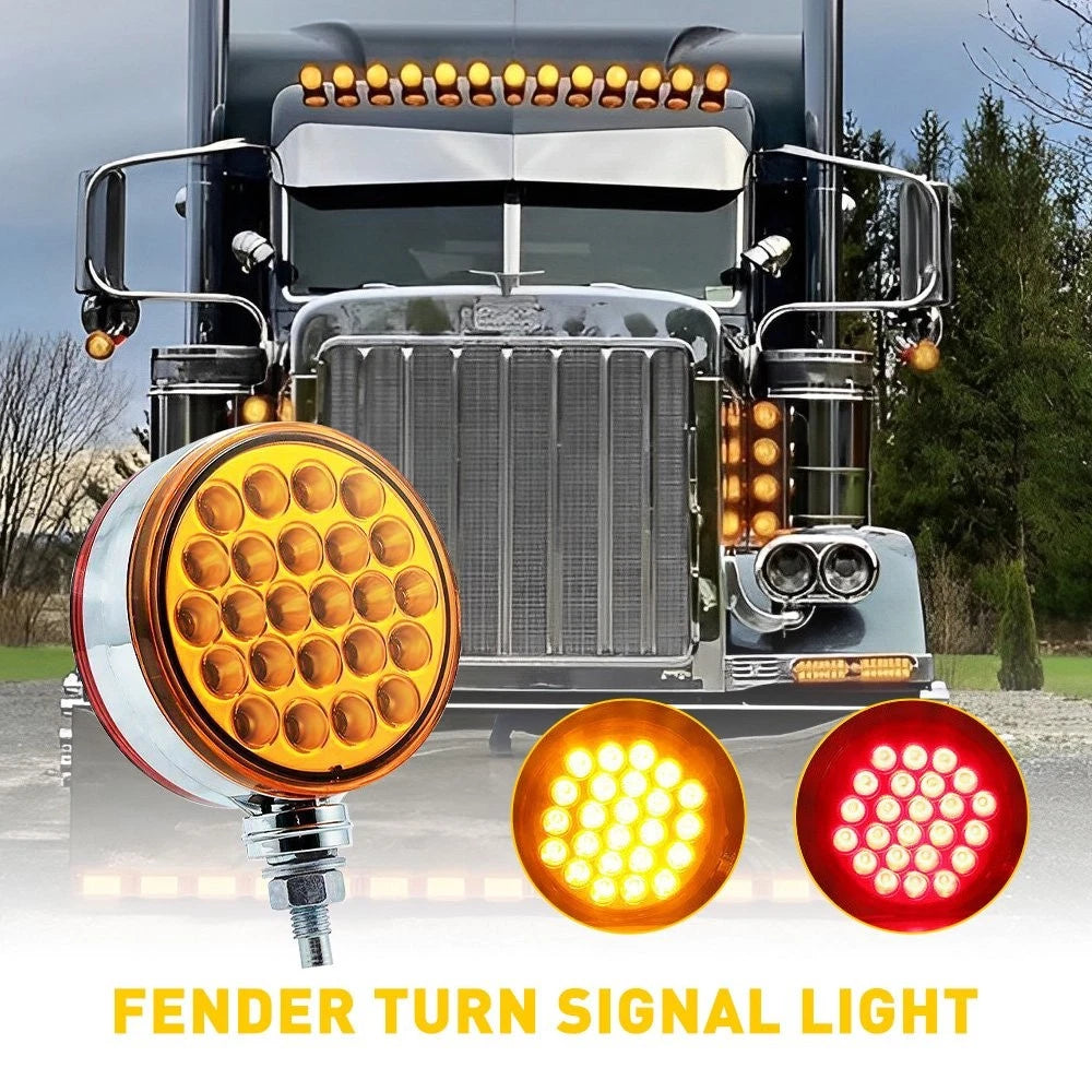4.1" Round LED Fender Pedestal Light for Truck Trailer (Double Face)