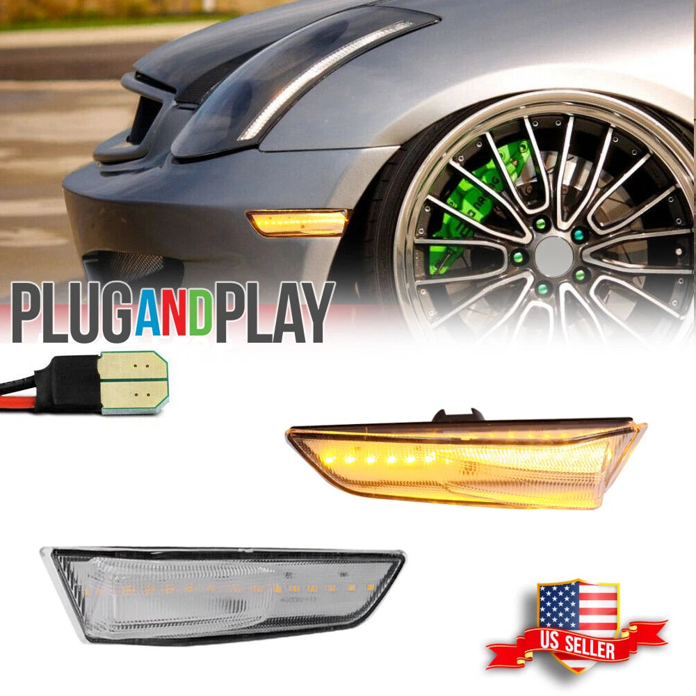 Amber LED Front Bumper Side Marker Lights for Infiniti G35 Coupe (2003–2007)