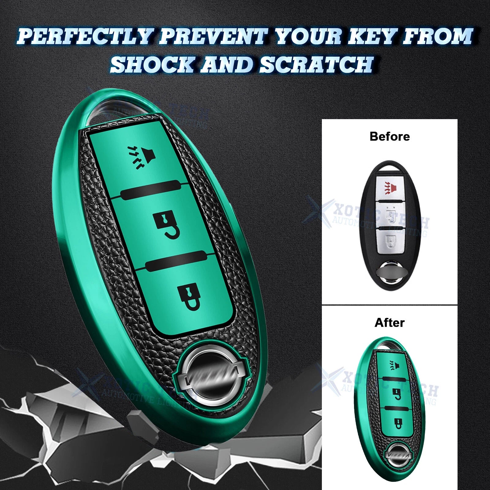 Leather Key Fob Cover Case Shell for Nissan (2017-2024)