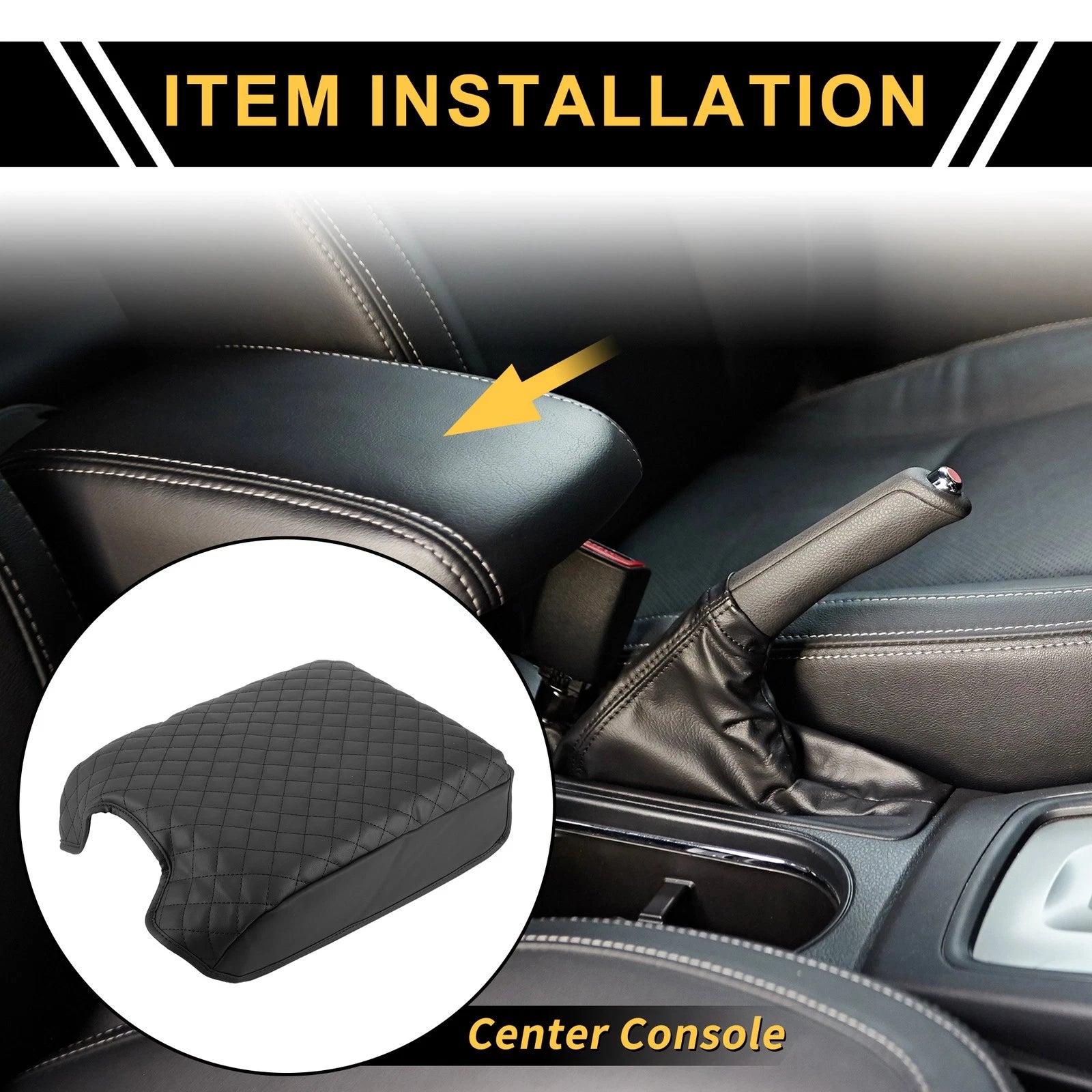 Center Console Lid Armrest Cover for Ford F-150 (2015–2020) Anti-Scratch Black