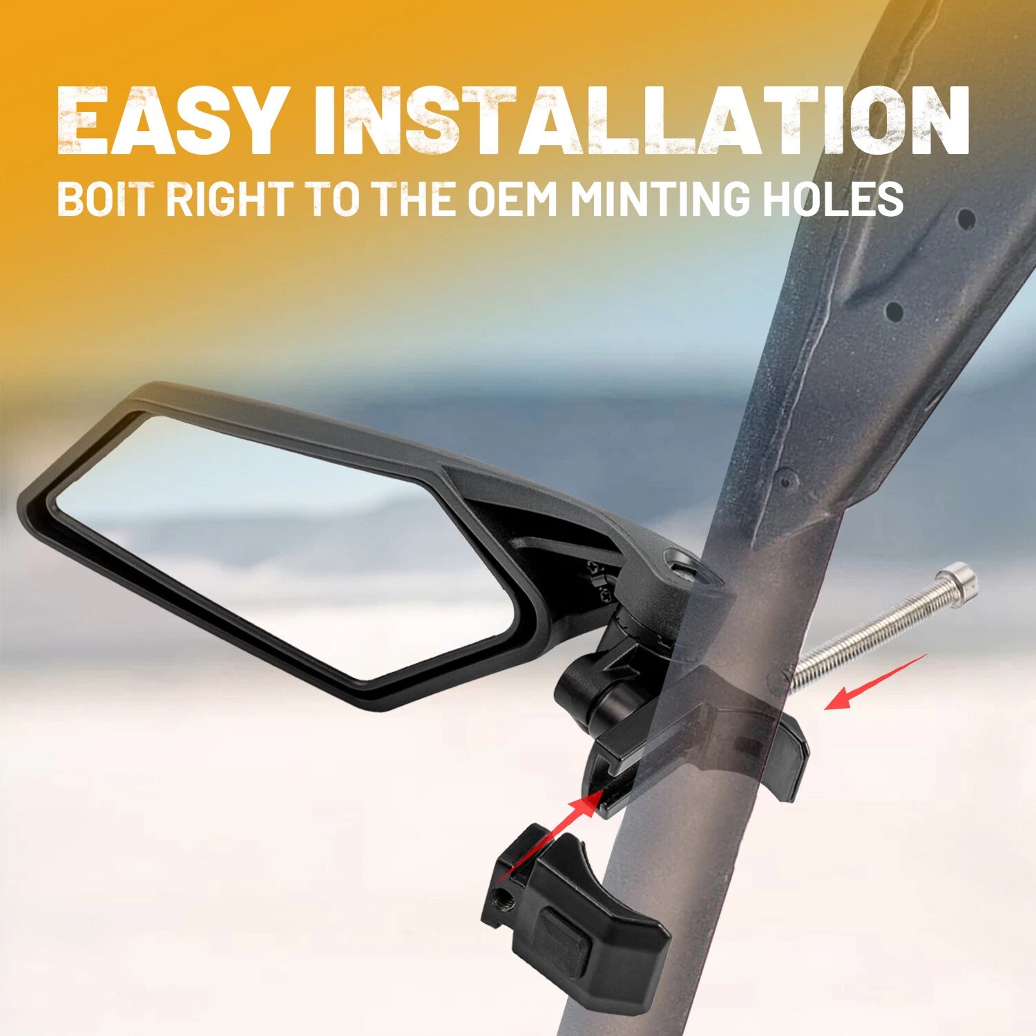 1.5"-2" Rear LED Side Mirrors for Can-Am Polaris RZR PRO XP Yamaha (UTV)