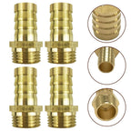 Set of 4 Brass Hose Fitting Adapters 3/4 NPT Male to 3/4 Barb