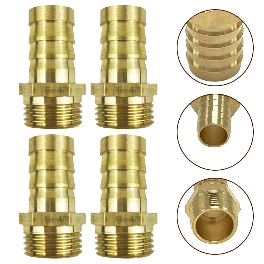 Set of 4 Brass Hose Fitting Adapters 3/4 NPT Male to 3/4 Barb