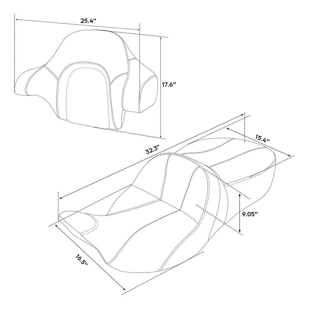 Black Blue Driver Passenger Seat & Backrest for Harley Street Glide (2014-2023)