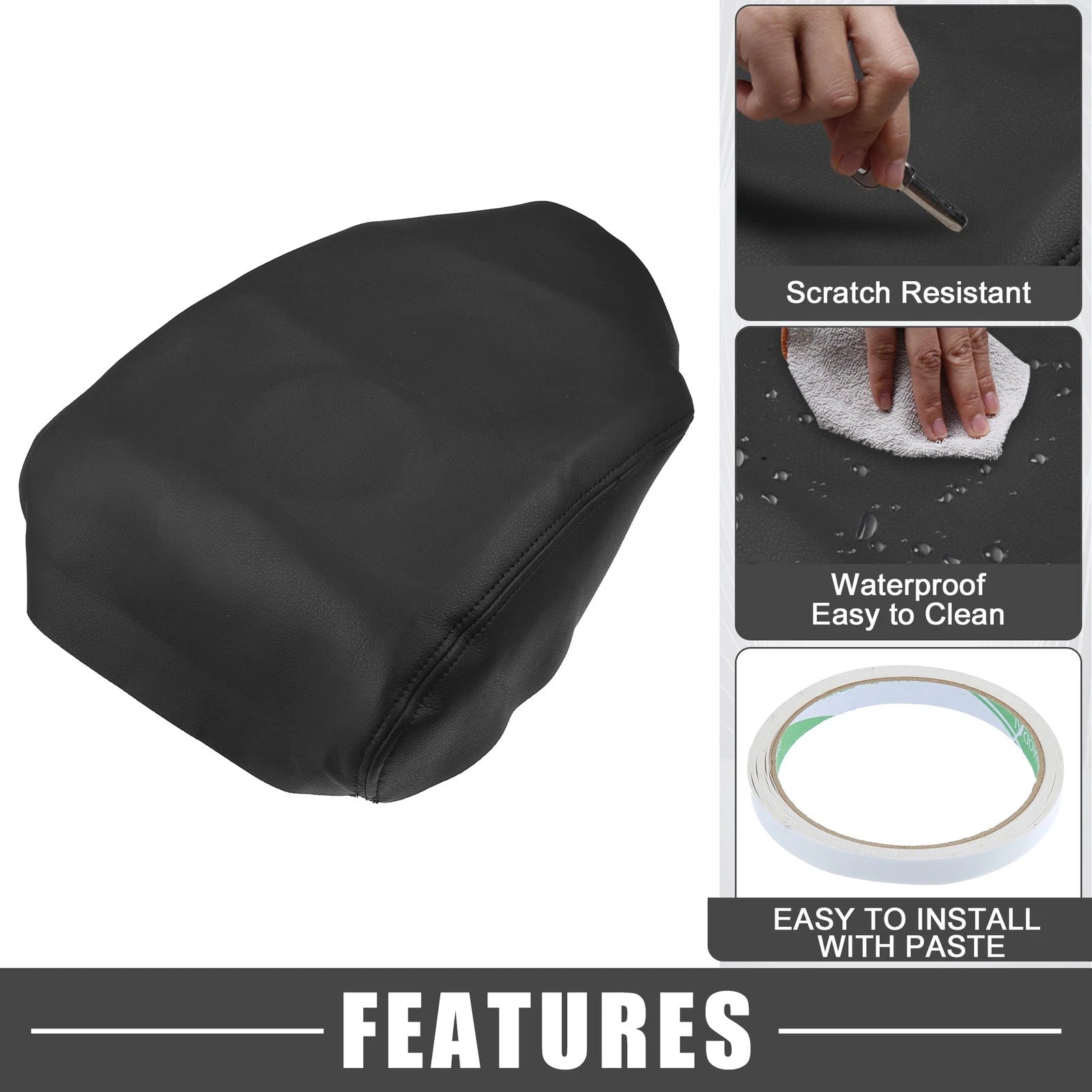 Center Console Cover Armrest Pad for Honda Ridgeline (2006–2014) Faux Leather Black
