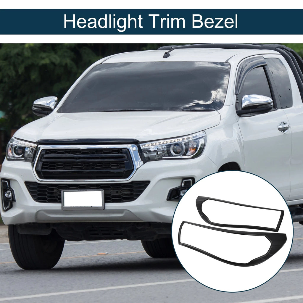 1 Pair Headlight Trim Bezel for Toyota Hilux Revo (2015–2017) Black