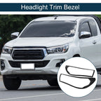 1 Pair Headlight Trim Bezel for Toyota Hilux Revo (2015–2017) Black