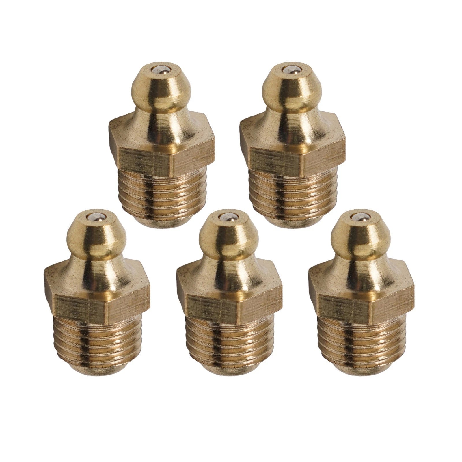 Set of 5 Brass Grease Fitting Accessories M10 x 1mm Thread