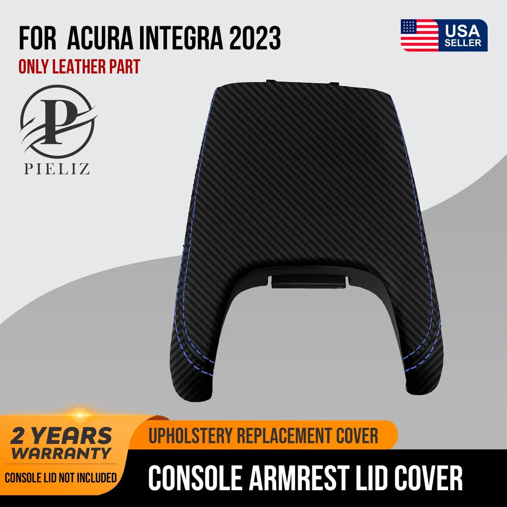 Console Lid Armrest Cover for Acura Integra (2023) Carbon Fiber Blue Stitch