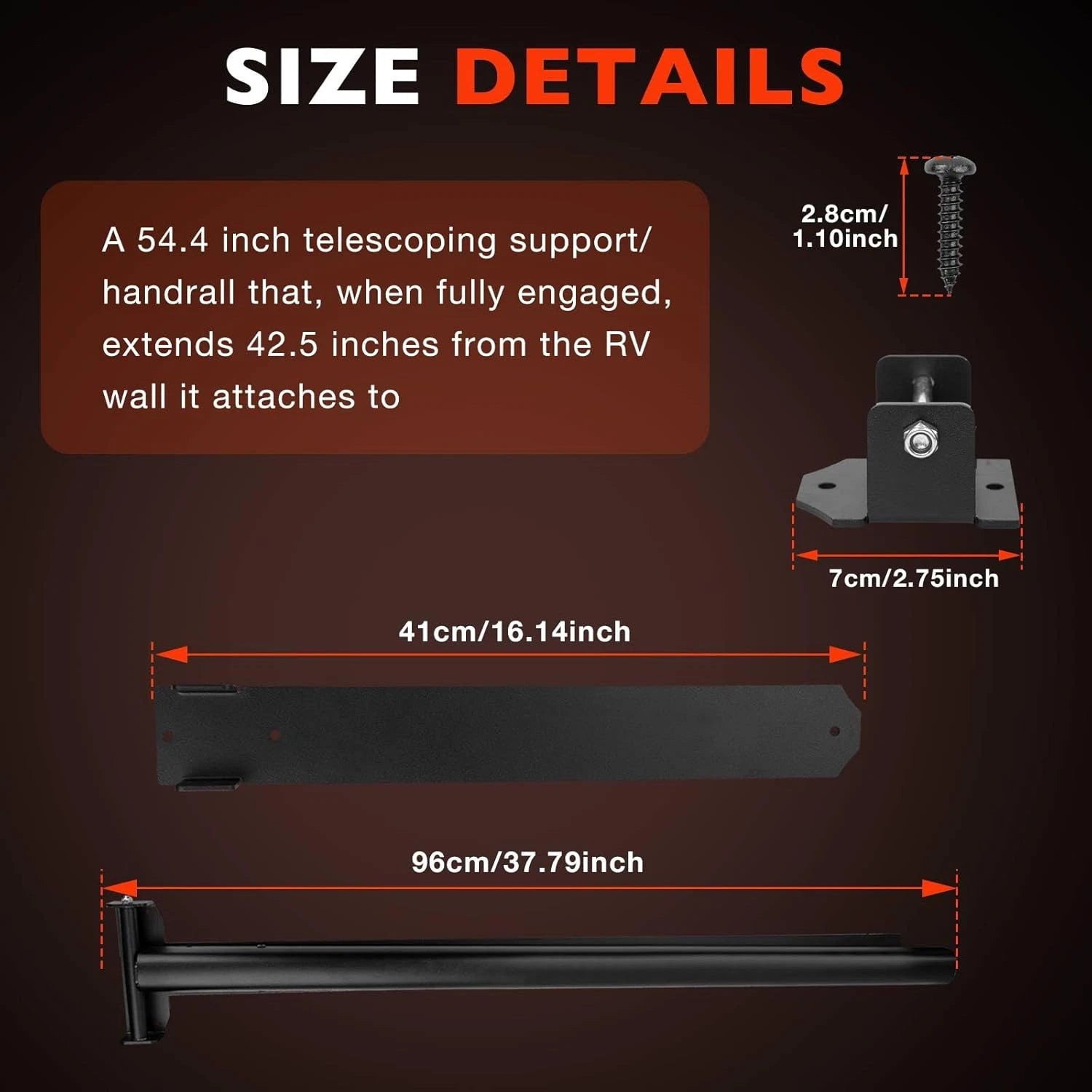 Antislip Safe-T-Rail Safety Handrail for Triple & Quad RV Steps