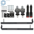 2 Retractable Golf Cart Seat Belts & Bracket Kit for E-Z-GO, Yamaha, Club Car