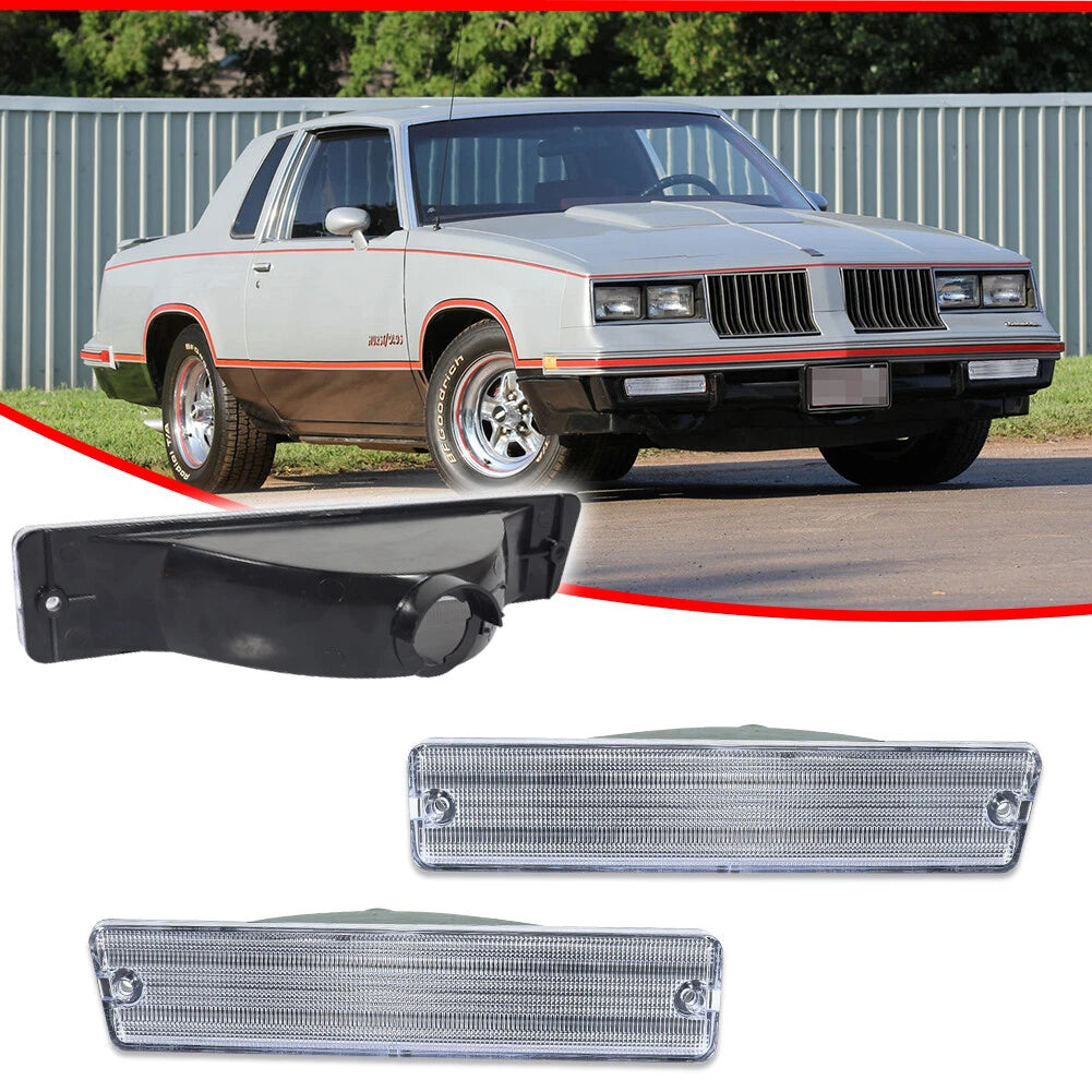 2X Clear Front Bumper Parking Signal Lights for Oldsmobile Cutlass Supreme (1981–1988)