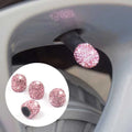 Air Valve Cap Set of 4 for Car (Anti-rust, Dust-Proof, Pink Rhinestone)