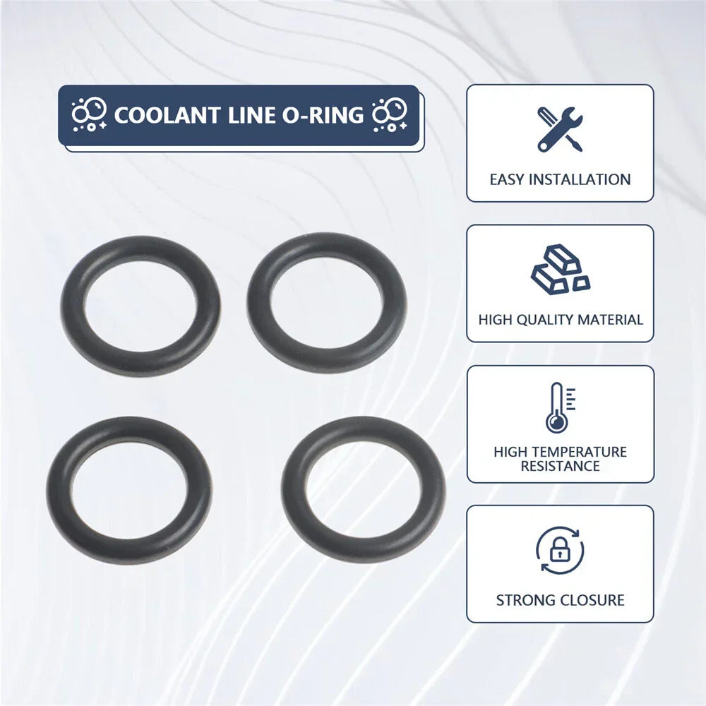 4 x Car Coolant Line O-Rings for Chrysler 300, Dodge Durango, Charger, Challenger