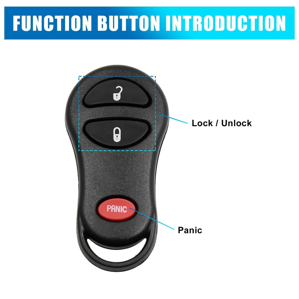 2X Key Fob Remote Case Shell Replacement 04686481 for Dodge (2001–2005)