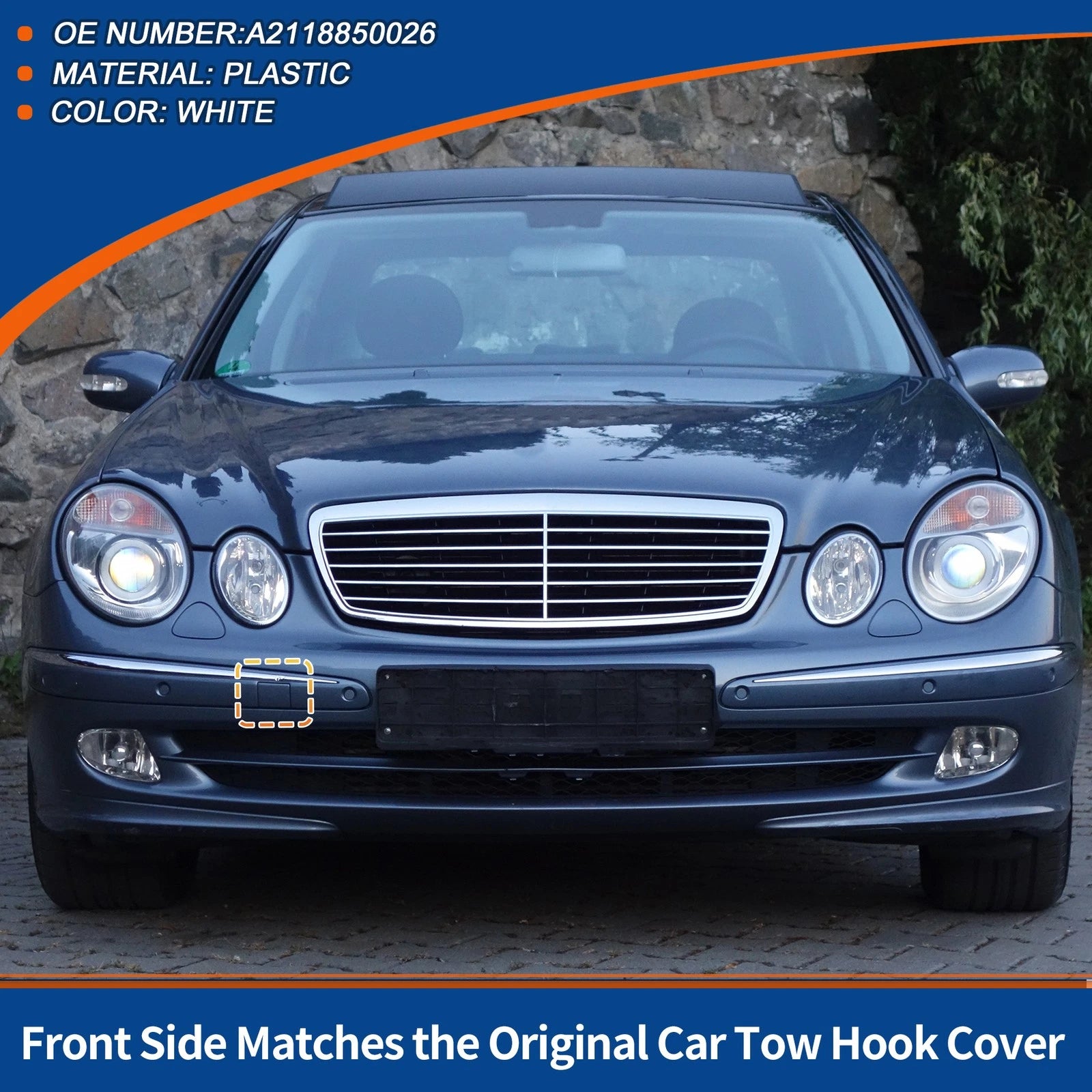 Tow Hook Cover for Mercedes-Benz E-Class (2003–2009) No.A2118850026 White
