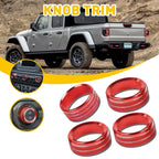 3X Air Condition/Headlight Switch Knob Trim Ring for Jeep Wrangler JL (2018–2023) Red