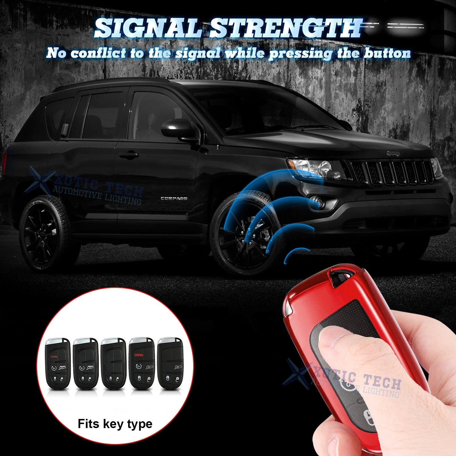 Red TPU Remote Key Cover for Dodge Journey Charger (2019-2020)