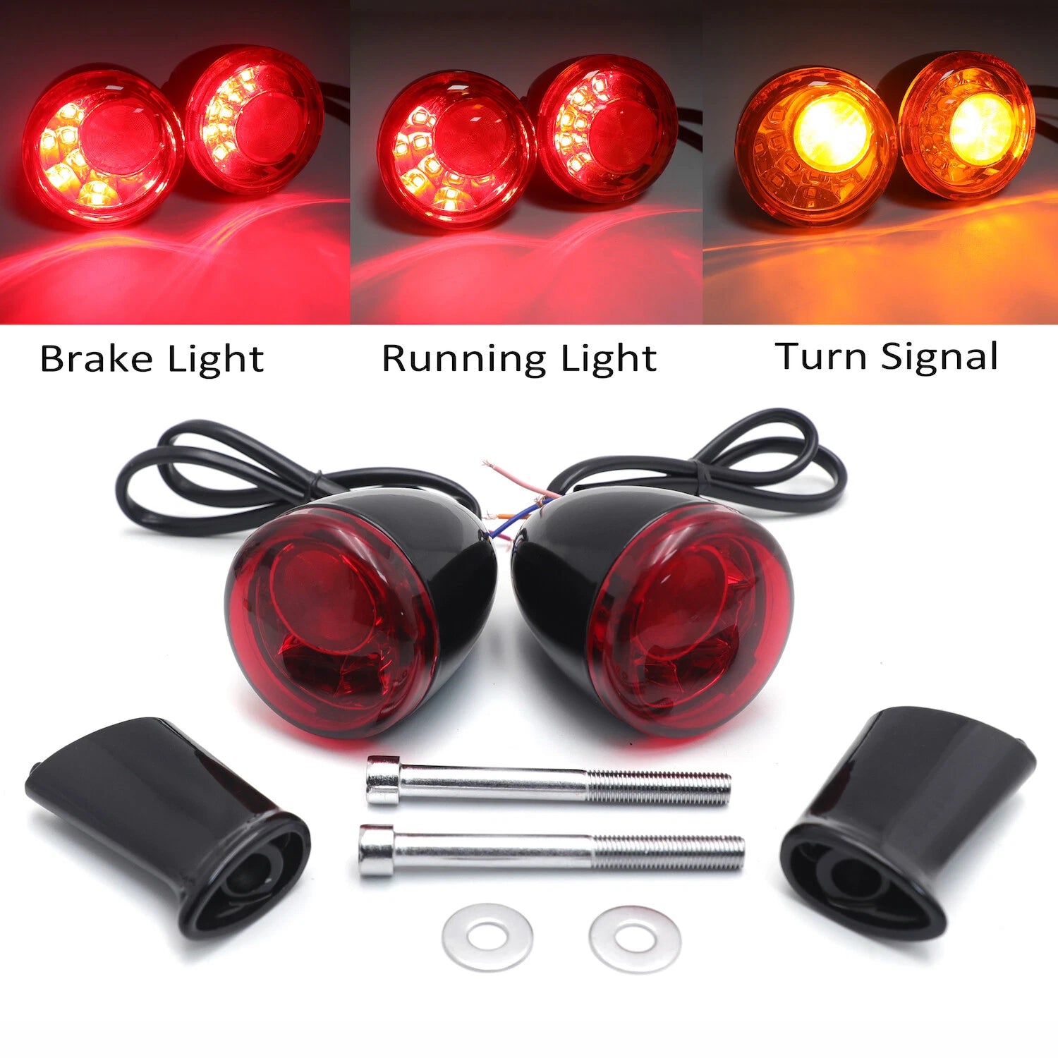 Red Rear LED Run Brake Turn Signal Indicator Light for Harley XL 883 1200 (1992–2017)