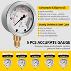 Hydraulic Pressure Test Kit with 5 Gauges, 13 Couplings, 14 Tee Connectors, 5 Hose