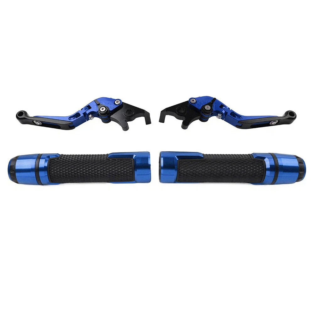 Blue Extendable Brake Clutch Lever Grip Set for Yamaha YZF R1 (2015-2023)