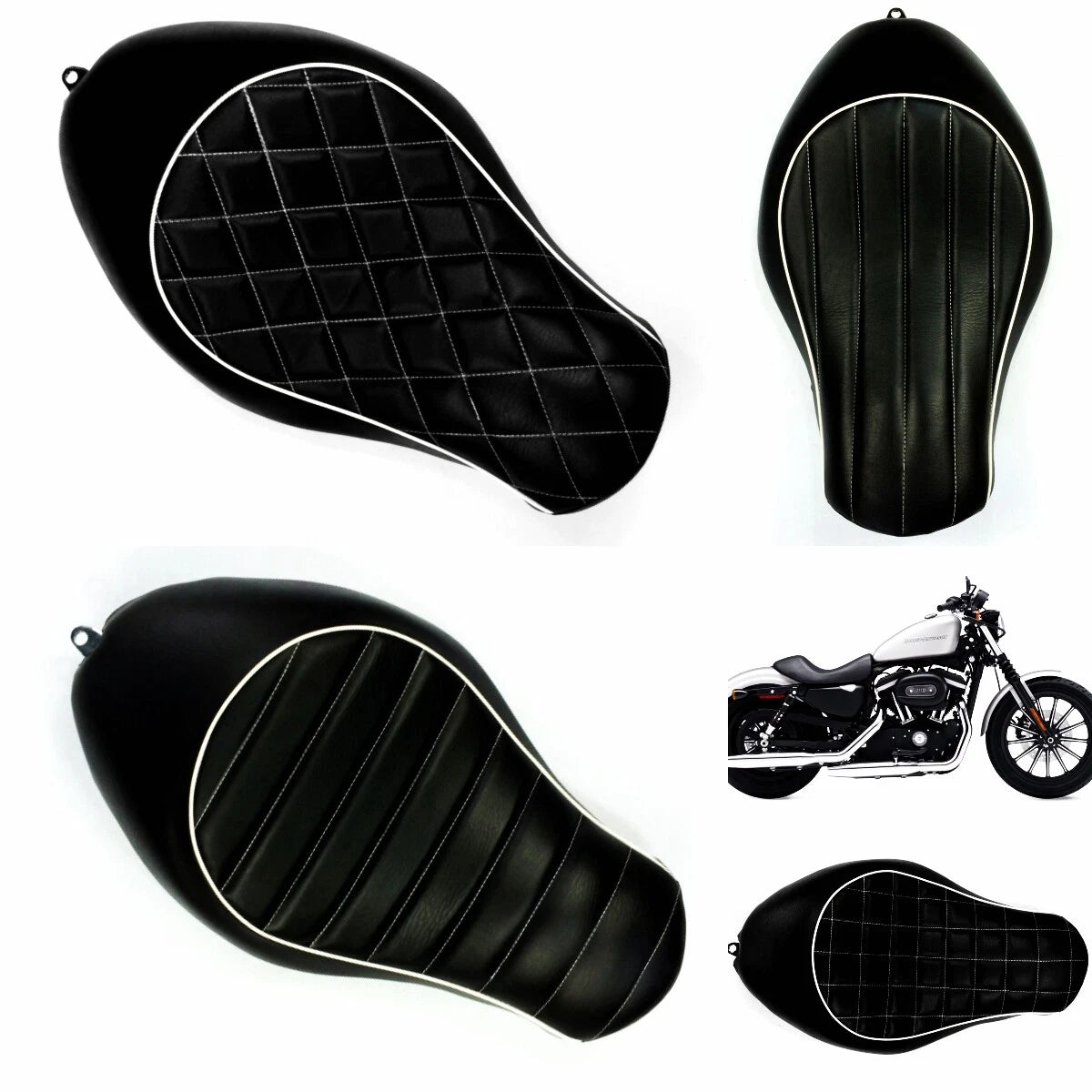 Solo Driver Seat for Harley XL883N XL883L XL883X (2005–2013) Leather