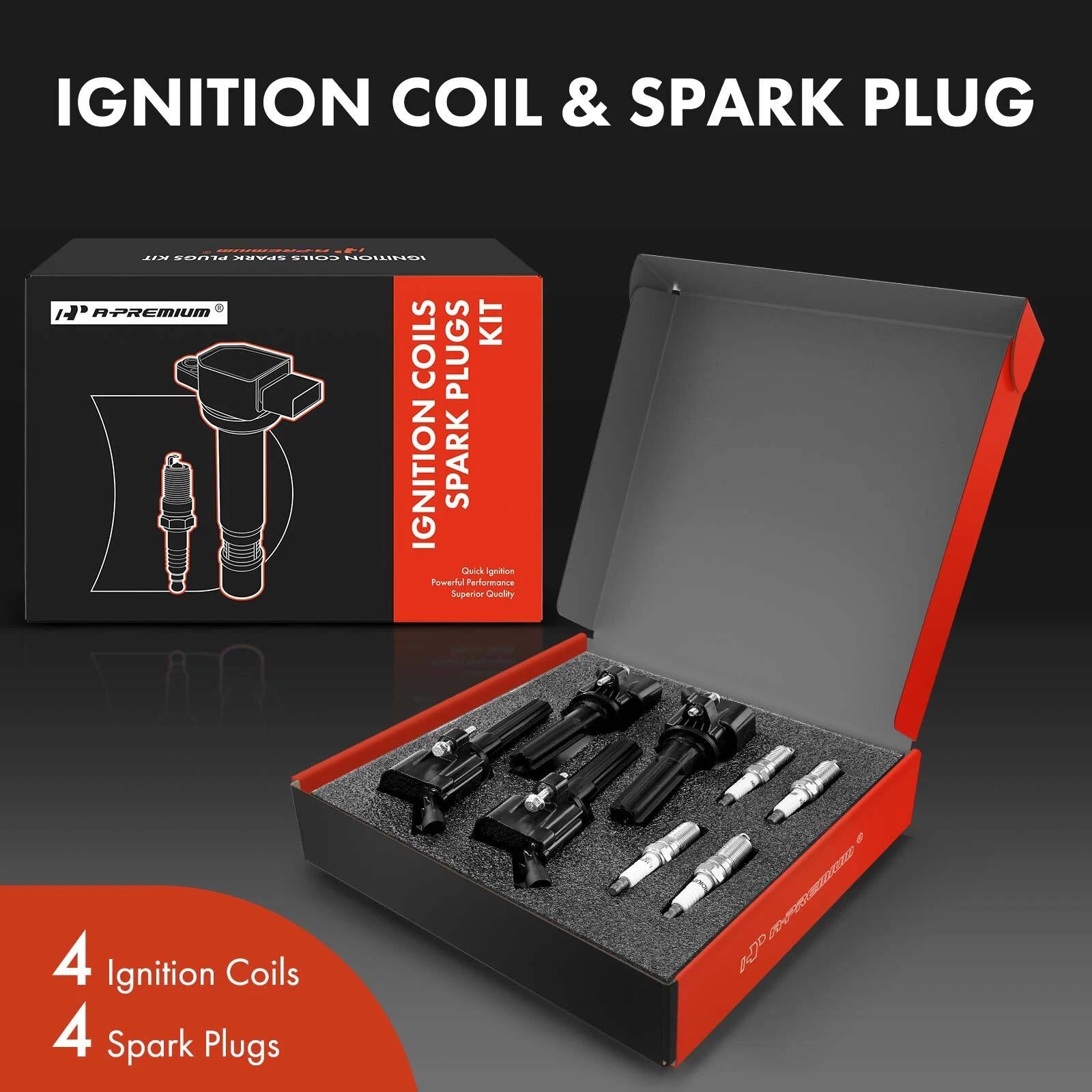 Set of 4 Ignition Coils & Iridium Spark Plugs for Chevy Colorado (2007–2012)