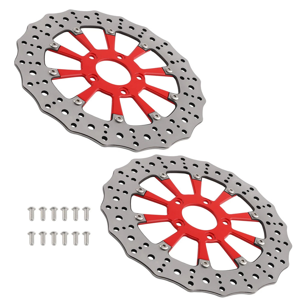 2PC Front Brake Rotor Disc for Harley-Davidson Trike Dyna (2006–2019) Red