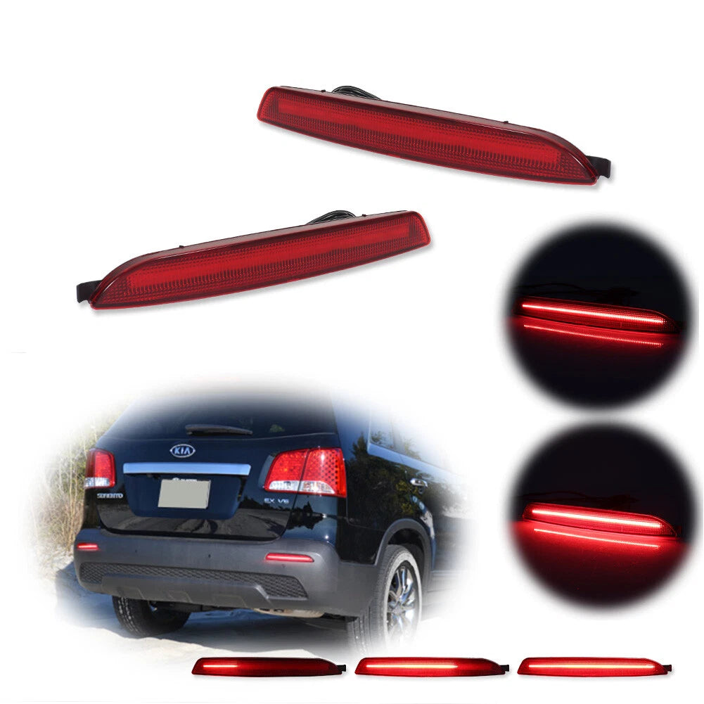 2X Red Rear LED Tail Brake Sequential Signal Lights for Kia Sorento (2011–2013)