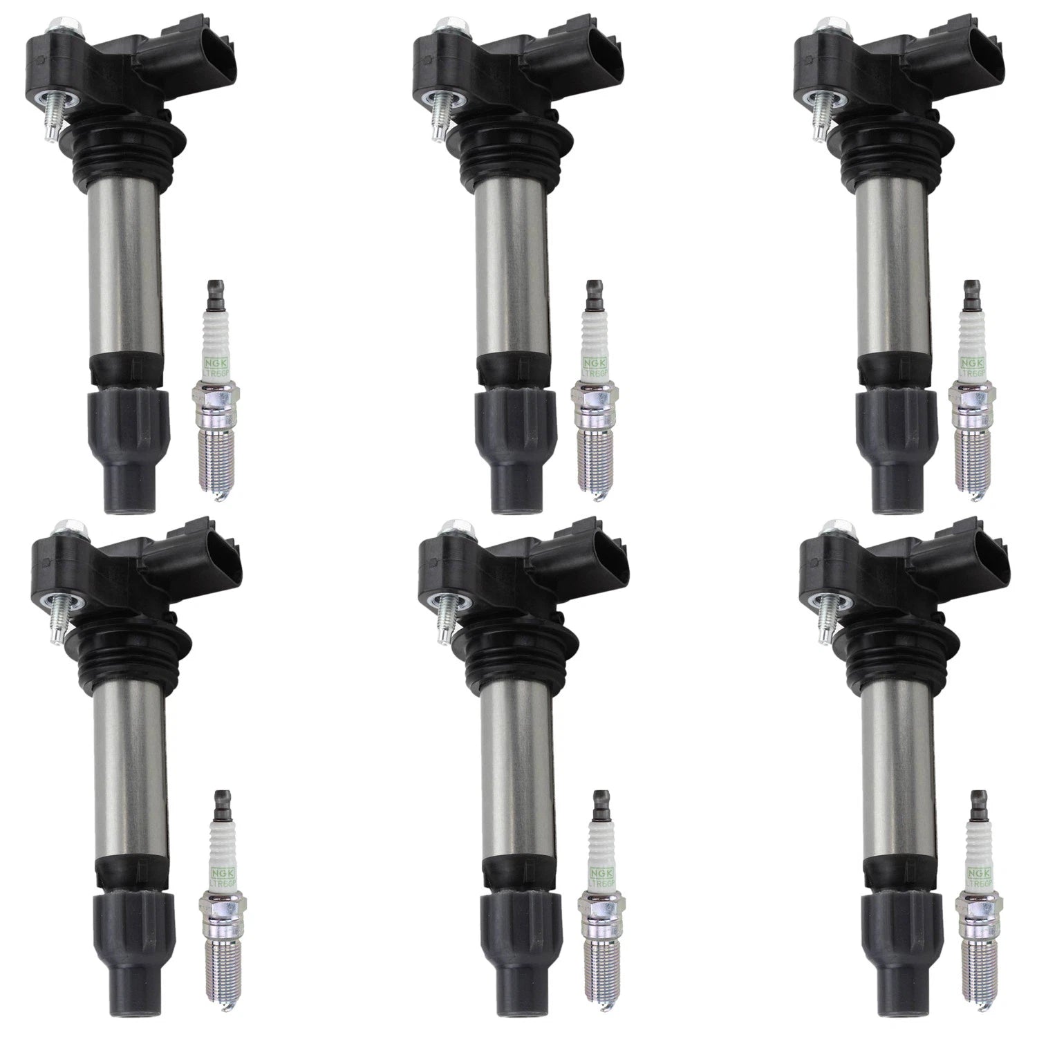 Set of 6 Ignition Coils & NGK Platinum Spark Plugs for ATS Aura CTS Impala (2010–2015)