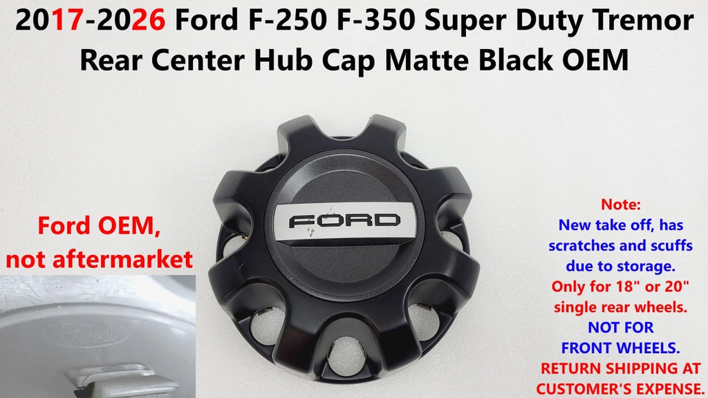 Rear Center Hub Cap for Ford F250 F350 Super Duty (2017–2026) Matte Black
