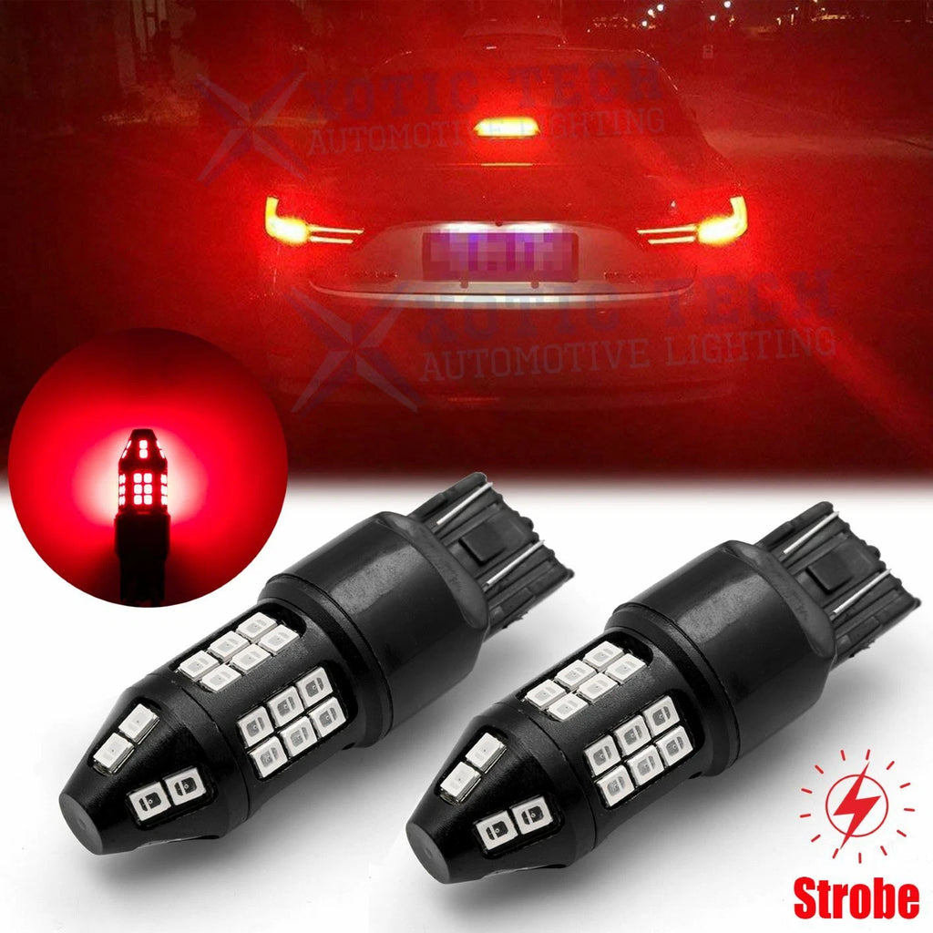 LED Red Strobe Brake Stop Light Bulb for Various Makes Models (—)