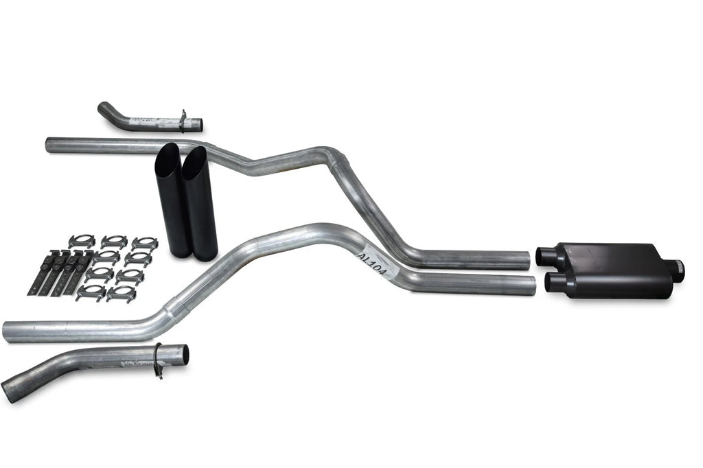 2.5" Dual Exhaust Kit for Ford F-150 (1998–2003) - 2 Chamber, Black Tips, Corner Exit