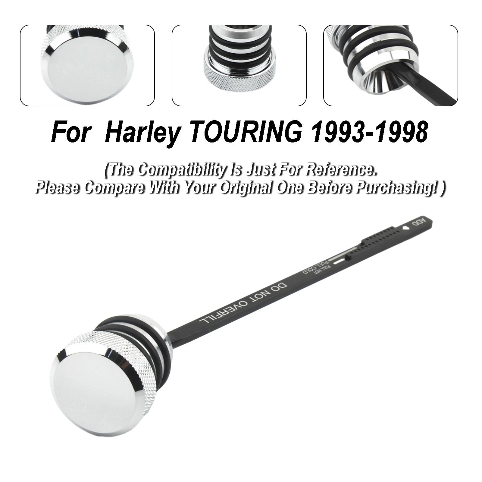 Oil Dipstick Tank Cap Plug 0710-0002 for Harley Touring FLHT FLHS FLTC (1993–1998)