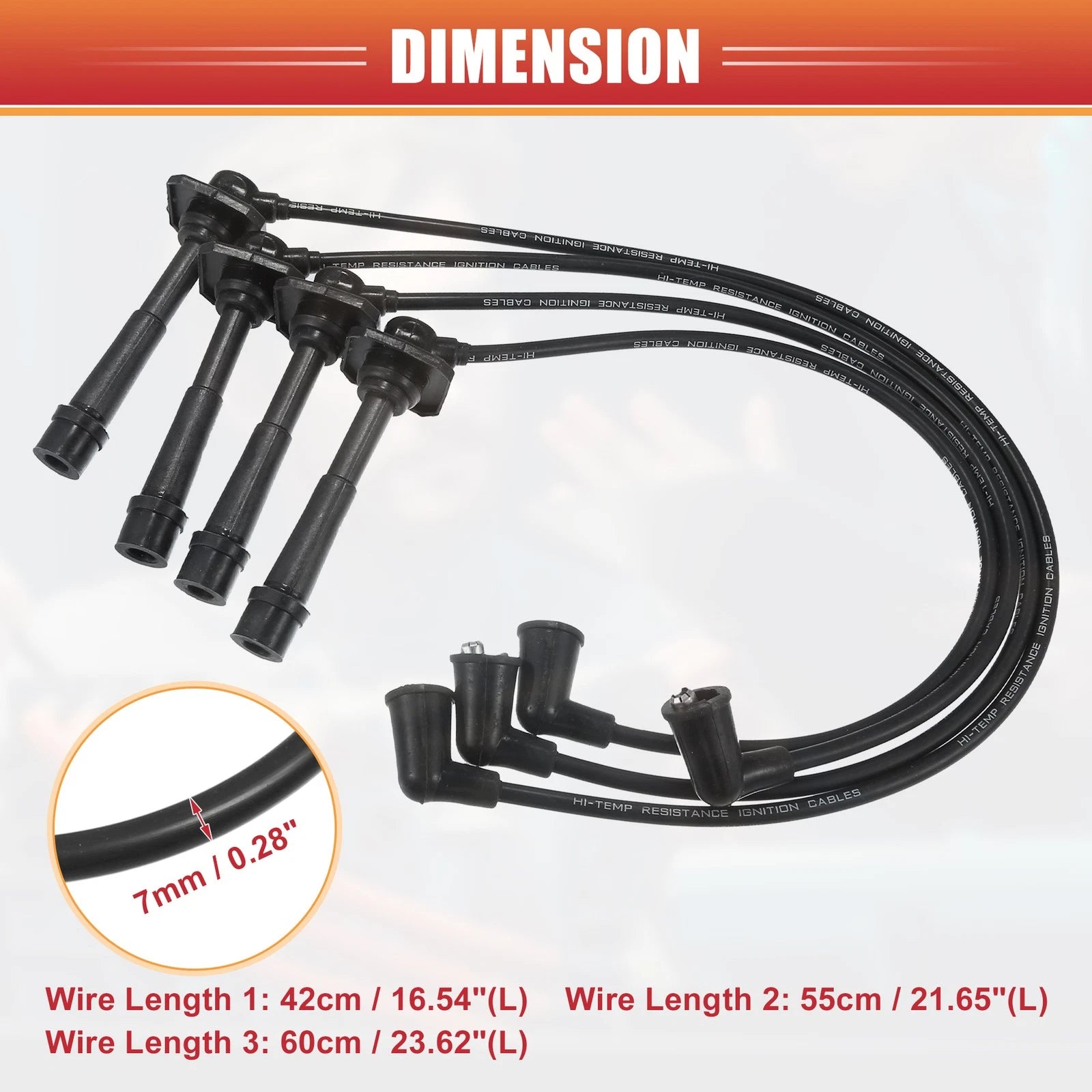 Set of 4 Spark Plug Wire Ignition Coil Cables No.FP1318140B for Mazda 626 (1992–1997)