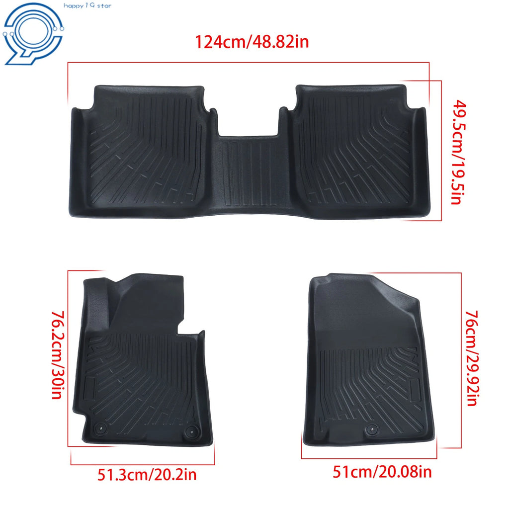 Set of 3 Floor Mats Liner for Hyundai Elantra (2011–2016) TPE All-Weather