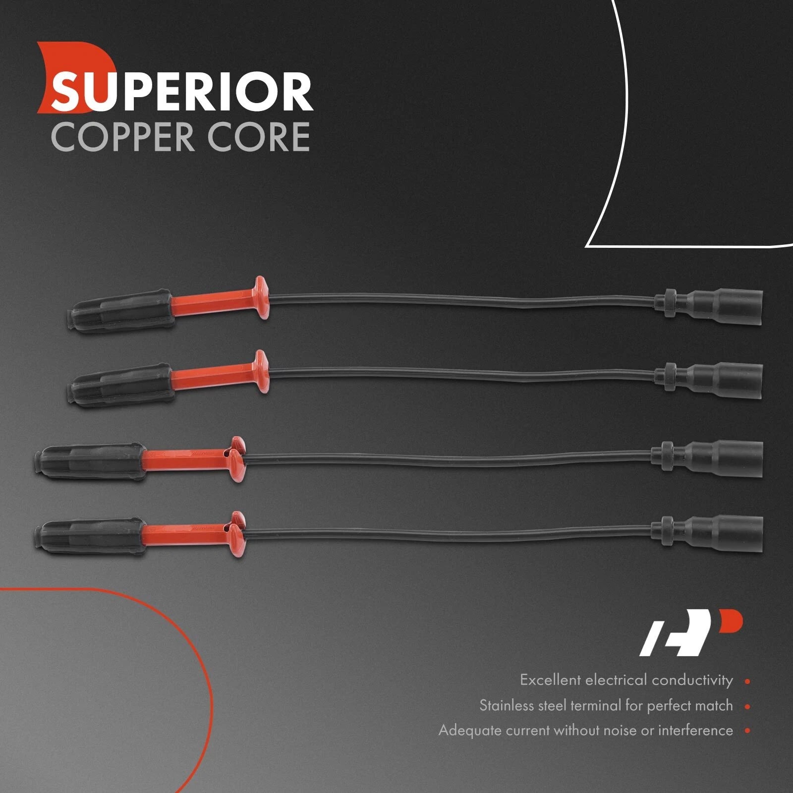 Set of 4 Spark Plug Wire Sets for Benz C220 (1994-1996)