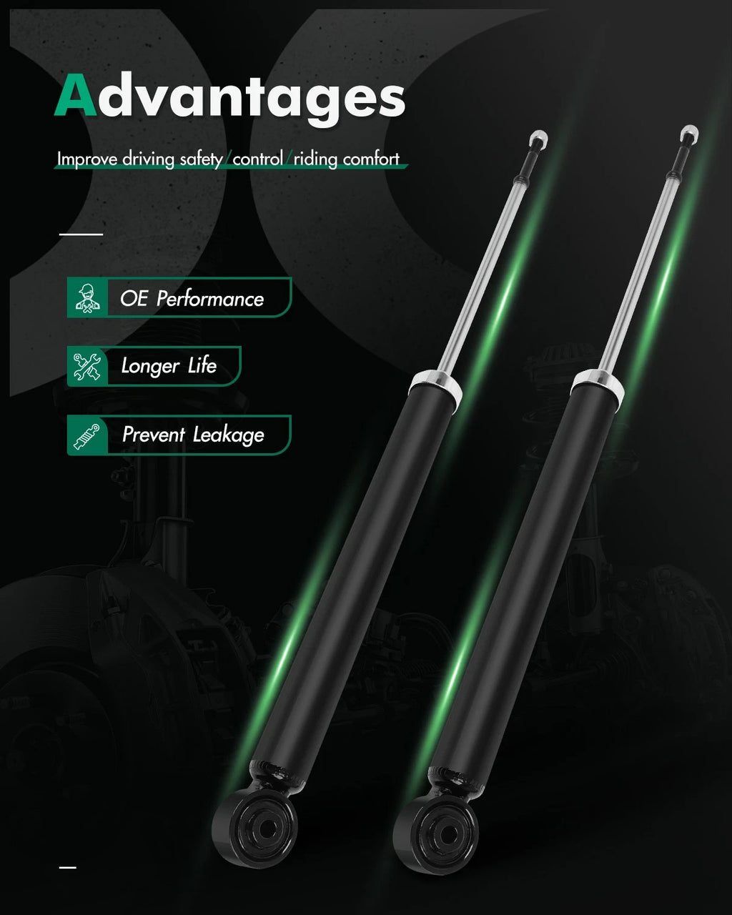 Rear Pair Shocks Struts for Prius C (2012–2019), Scion xD (2008–2010)