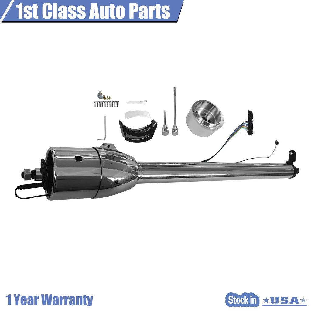 32" Chrome Steering Column Tilt for Auto with Wheel Adapter