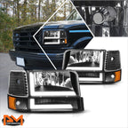 6Pcs Dual L-Shape LED DRL Bumper Headlight for Ford F150-F350 (1992–1996)