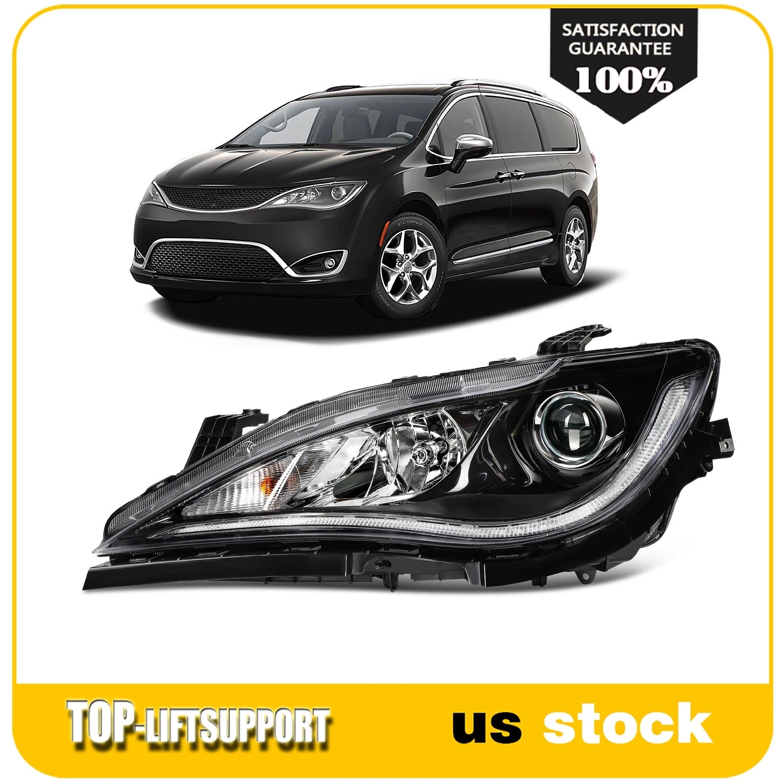 Left Side Halogen Quad Headlight for Chrysler Pacifica, Voyager (2017–2020)