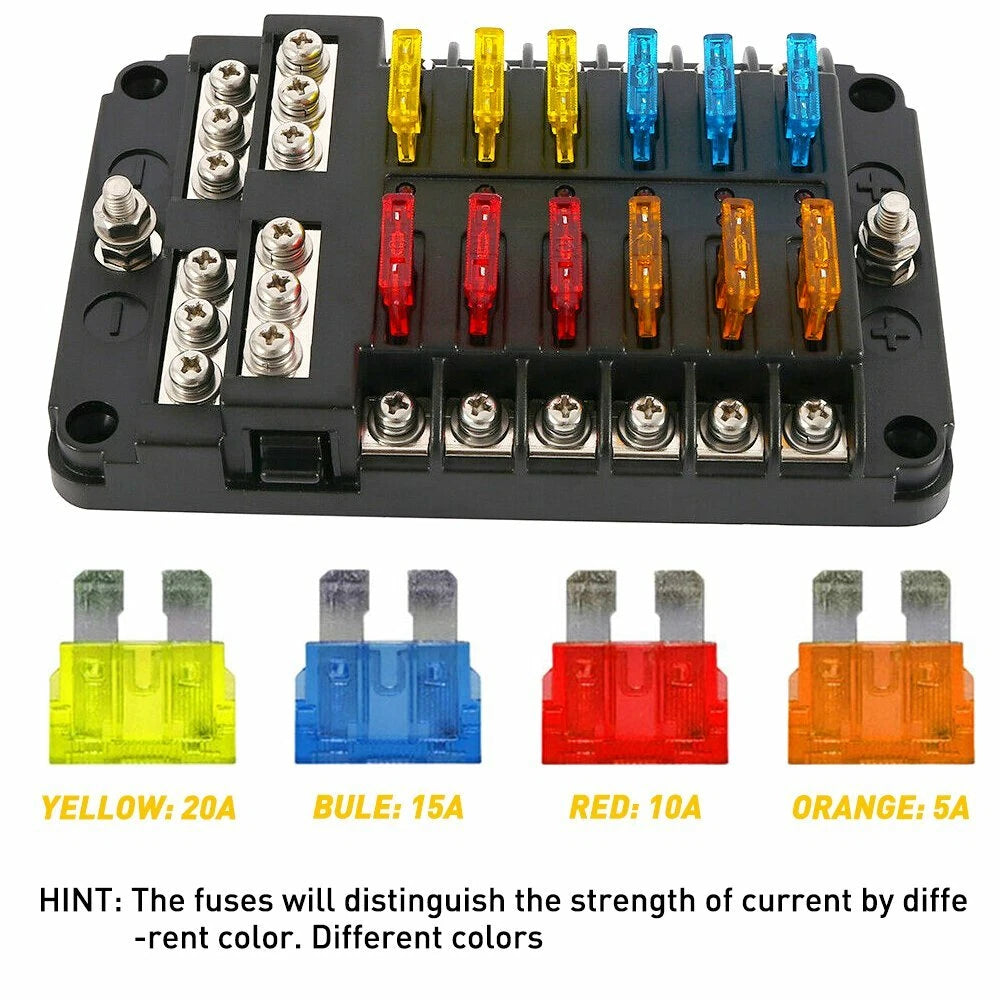 12 Way Fuse Holder Box for Car Boot (12V)