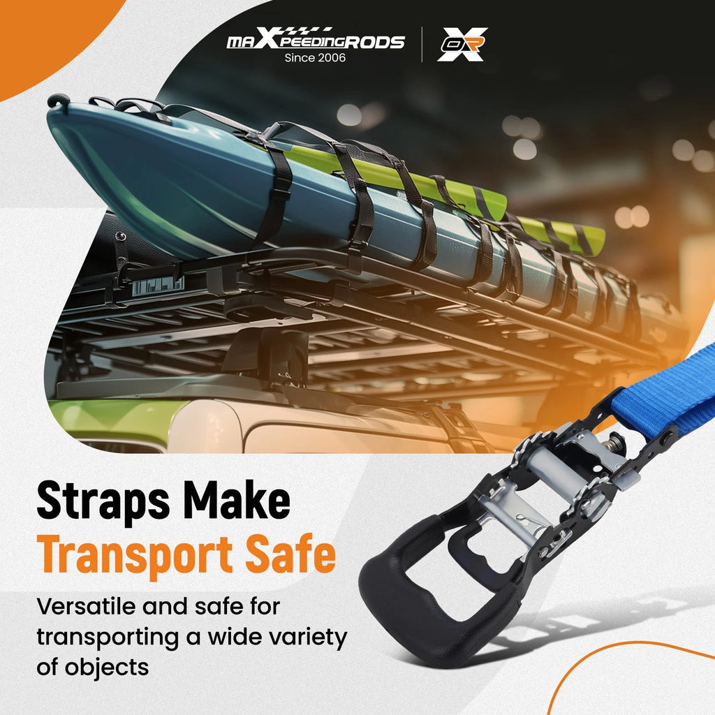 Set of 2 Ratchet Tie Down Straps 1.6in x 8ft 5208 lb for Truck Trailer
