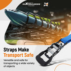 Set of 2 Ratchet Tie Down Straps 1.6in x 8ft 5208 lb for Truck Trailer
