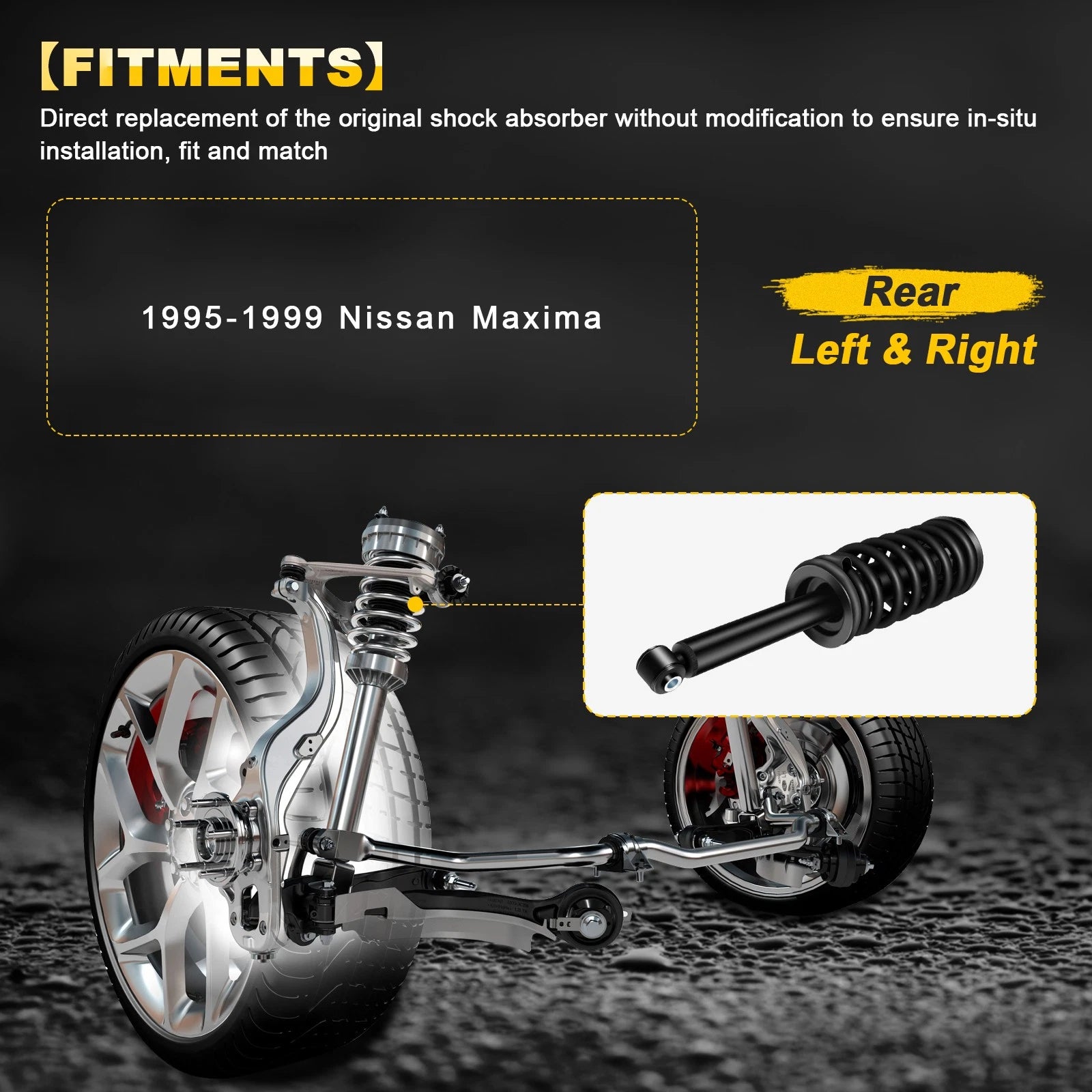 Set of 2 Rear Complete Struts for Nissan Maxima, Infiniti I30